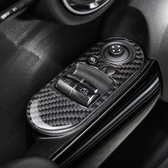 Bright Carbon Fiber Car Interior Door Window Button Panel Sticker For Mini F56