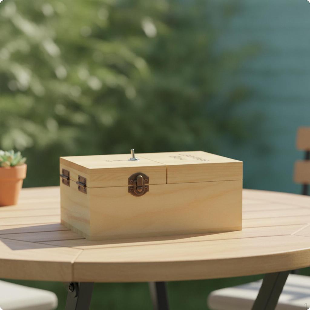 Hinged Lid Wooden Novelty Item Interactive Box Wood Grain