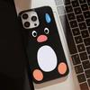 Ins Cute Sweating Penguin Glossy Black Phone Case for iPhone 17 16 15 14 13 12 11 Pro Max 14 Plus 16E Funny Soft Cover Fundas