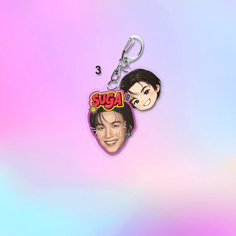 7pcs BTS Keychain, Bangtan Boys Photo & Cartoon Keyring with Name Tag, Cute Kpop ARMY Fans Bag Charm, Kpop Idol Bag Pendant