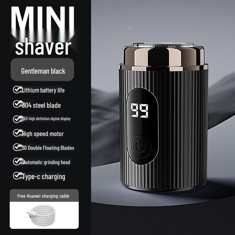 Rechargeable Portable Mini Shaver with LED Display - Steel Cannon Beard Trimmer