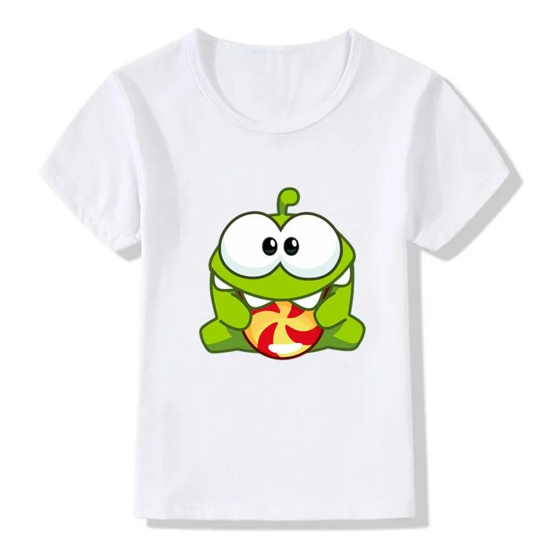 New boys tshirt Hot Game Cut The Rope Om Nom Frog Kids Tshirts Kawaii Cartoon Toddler Baby Boy Girl Tshirt Funny Children Tops