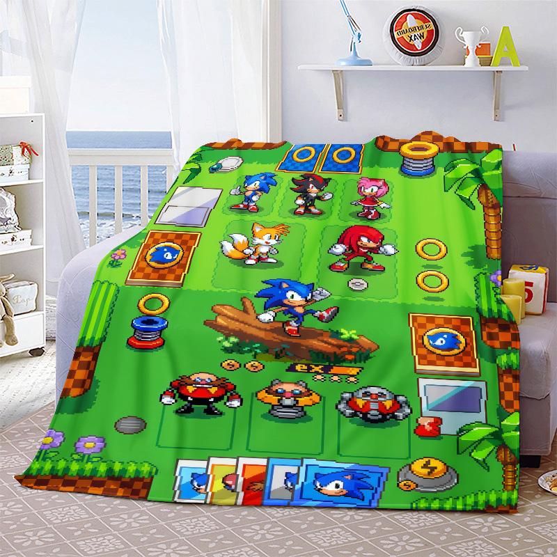 Sonic Anime Blanket Flannel Throw Soft Warm Lightweight Blanket for Sofa Bed Cozy Home Decoration -QJY