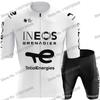 Ineos Grenadier 2025 Set Maglia da Ciclismo Uomo Abbigliamento Estivo per Ciclismo Maglia Bianca per Bici da Strada Completo Pantaloncini con Bretelle da Donna per MTB
