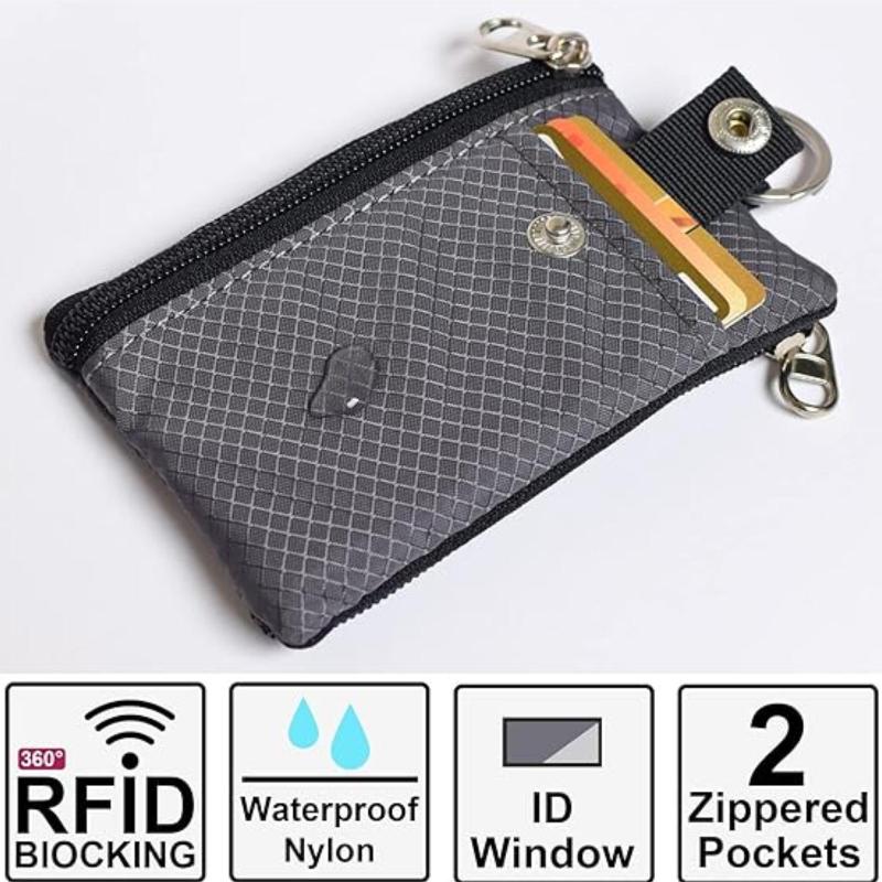 Badge Holder With Id Window Small Wallet Waterproof Anti-Theft Travel Keychain Wallet Men Women Slim Zip Card Lanyard Wallet