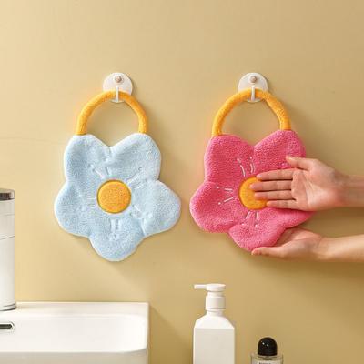 New Flower Hand Towel Soft Hanging Style Bathroom Kerchief Strong Water Absorption Thickened Toilet Handkerchief Kitchen
