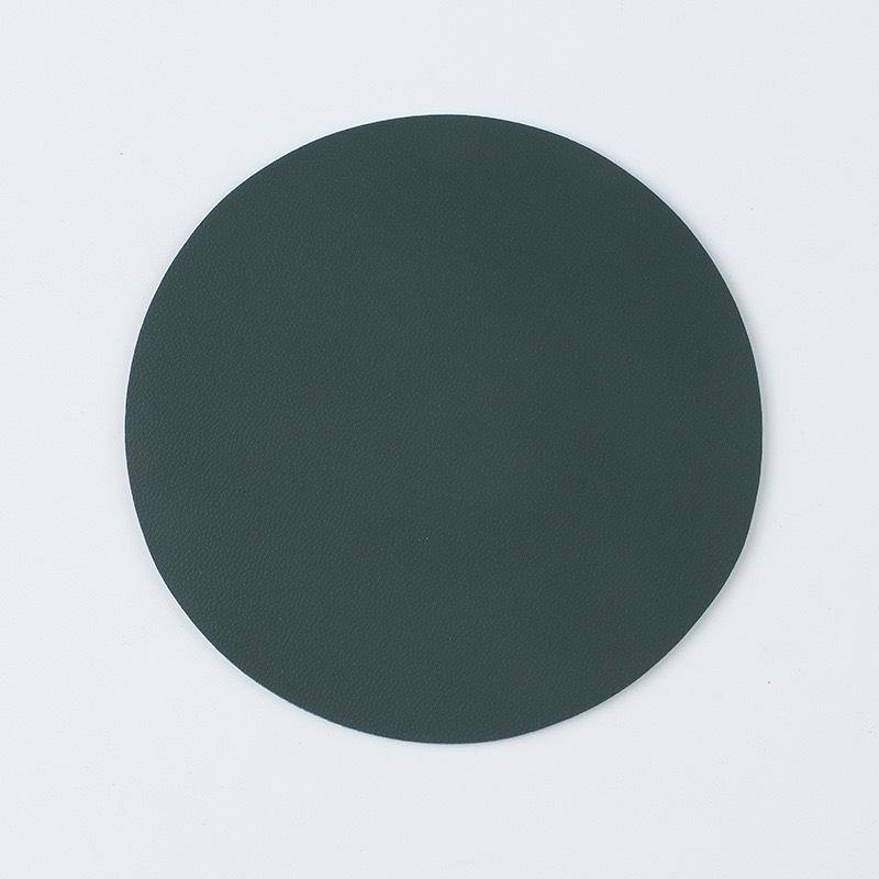

Plain Round and Square Coasters, Stylish and Simple Leather Coasters, Waterproof and Heat-insulating Solid-color Small Coasters темно-зеленого