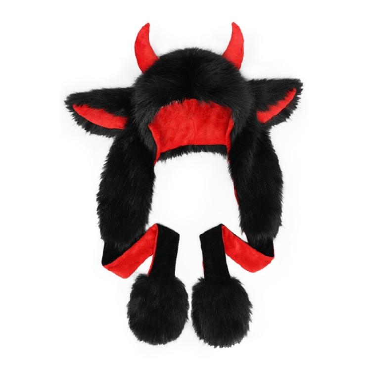 Plush Yak Ear Hat Winter Warm Hat Pullover Skull Hat Roleplay Party Costume Hat Unisex Skull Hat Cold Weather Hat 1