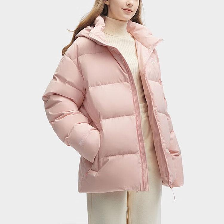 Fila Fleece Letter Zipper Hooded Down Jacket Unisex Outerwear Clay-Pink F11U349901F-PK