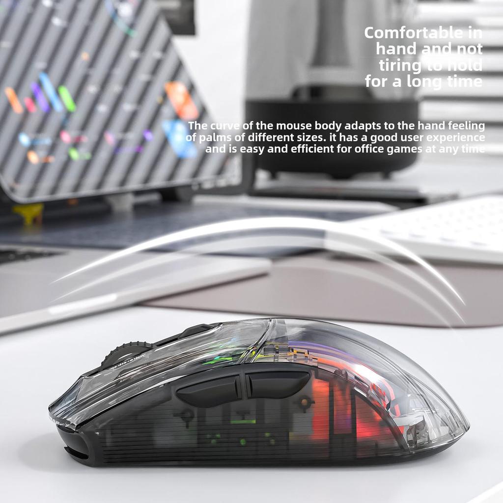 Attack Shark X2PRO RGB Luminous Wireless Bluetooth Transparent Gaming Mouse with Screen