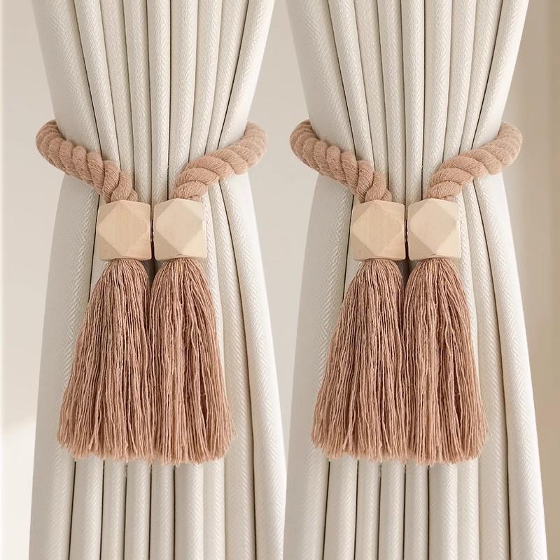 2pcs log curtain straps a pair of magnetic absorption buckles decorative creative tassel tie rope tie straps Unique code