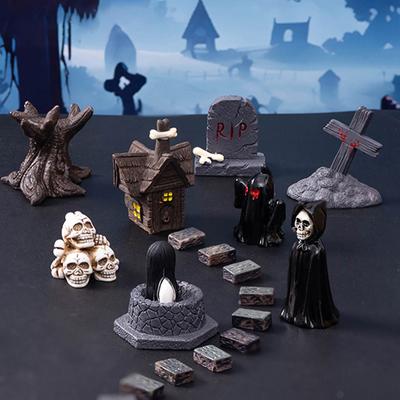 Halloween Miniatures Skull Figurines Skeleton Christmas Ornaments Skull Micro Landscape Mini Figurine Home Desktop Accessories