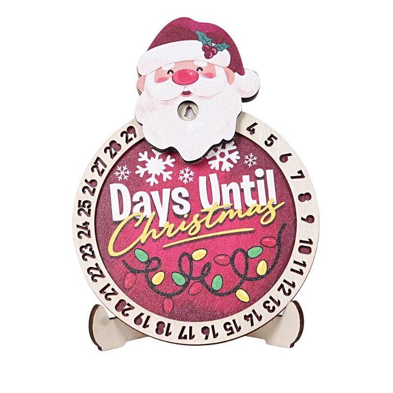 Christmas Decorations Countdown Calendar Desktop Wooden Decoration Santa Claus Countdown Calendar for Home Office Decoration