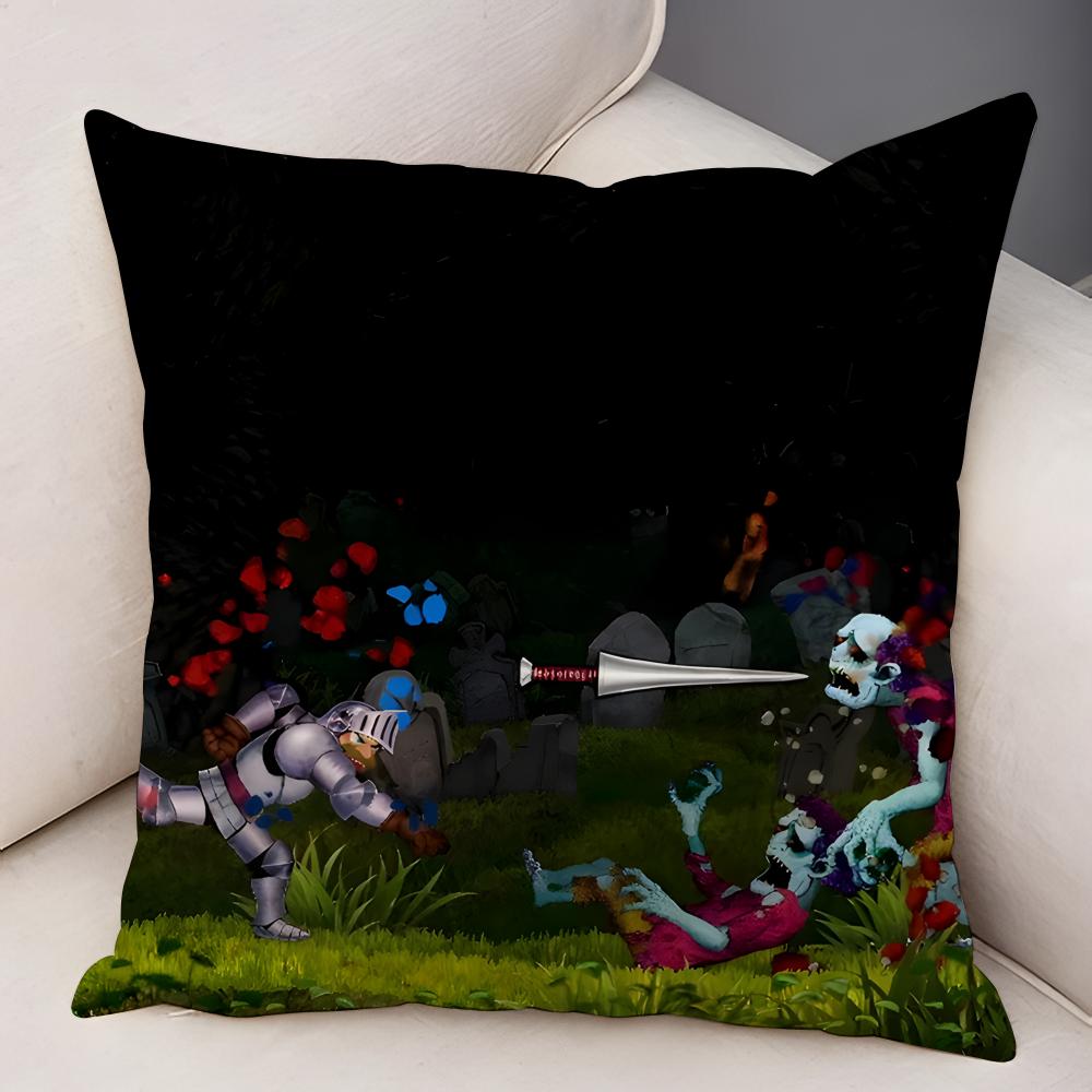 GGhosts N GGoblins Game Cushion Cover Natural Linen Organic Fabric DoubleSided Printing Breathable For Decor
