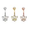 Pink Zircon Belly Button Rings Dangle Heart Butterfly Navel Piercing Stainless Steel Belly Bar For Women Body Piercing Jewelry
