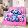 Stitch Print Flannel Blanket for Bedrooms Sofas Beds Chairs Picnics Travel Cartoon Home Decor Design