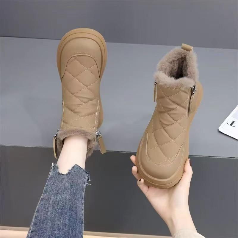 

2025 new winter velvet thickened snow boots women s platform cotton boots fashionable warm and cold-proof bread shoes 40