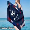 Custom Name France National Football Beach Towel, Quick-Dry & Lightweight, Beach Blanket, Perfect for Beach, Pool, Yoga, Or Camping, Gifts
