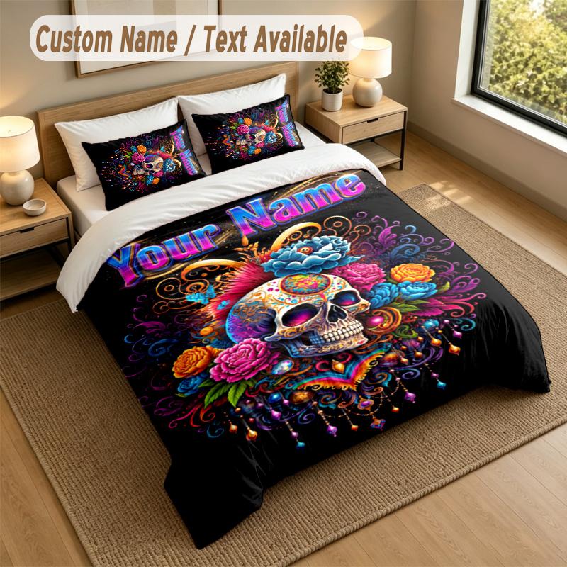 Decorative Artwork Theme Personalized 3Pcs Bedding Set Custom Text & Name 1 Sheet 2 Pillowcases Household Bedding 1pc