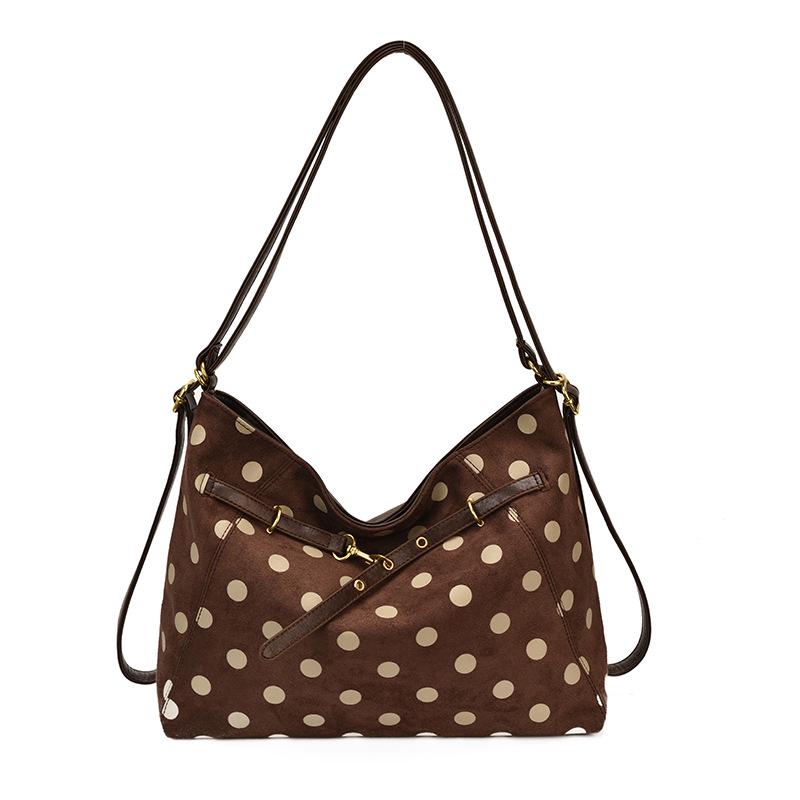 Korean Style Large Capacity Polka Dot Canvas Shoulder Bag for Women