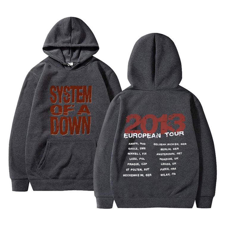 Limitiertes Rock Band System of A Down Europa-Tour 2013 Print Hoodie Herrenmode Sweatshirt Männer Vintage Alternative Metal Hoodies