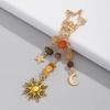 Exquisite Sun Moon Stars Glass Bead Stone Keychain for Women Couples Jewelry