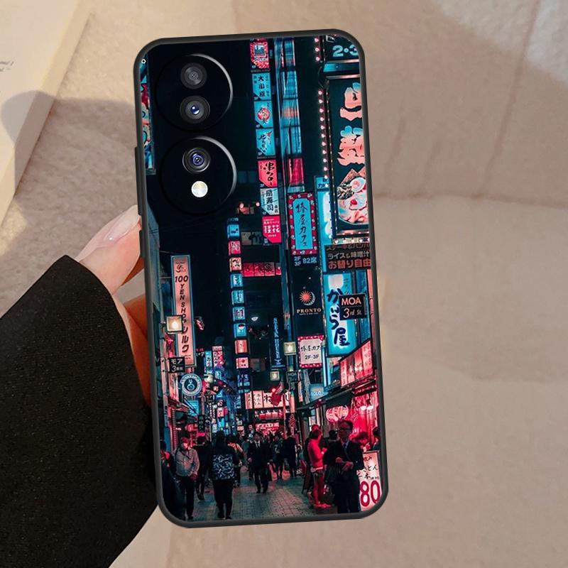 Japanese Night City Aesthetic For Honor Magic V5 5 6 7 Pro Case For Honor 200 400 Lite 50 70 90 X8a X8b X9a X9b X9c Cover