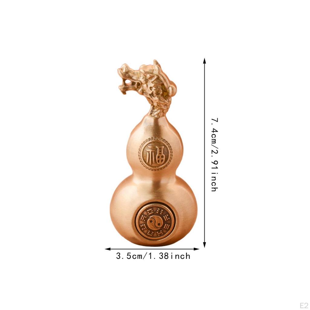 Brass Mini Chinese Gourd Feng Shui Ornament 3.5x7.4cm Decorative Statue for Restaurants Shops
