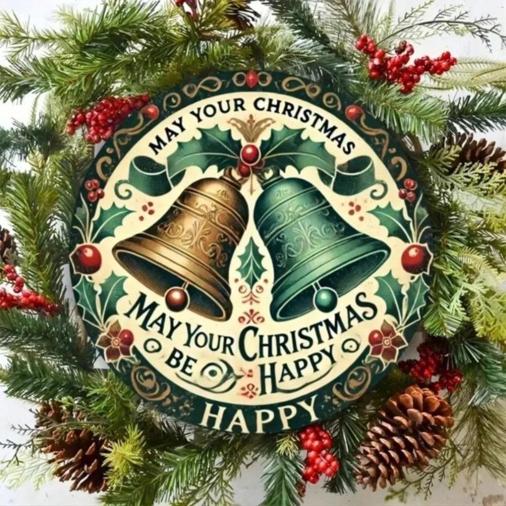 Vintage Christmas Bell Metal Sign Aluminum Wall Art Home Bar Office Decor
