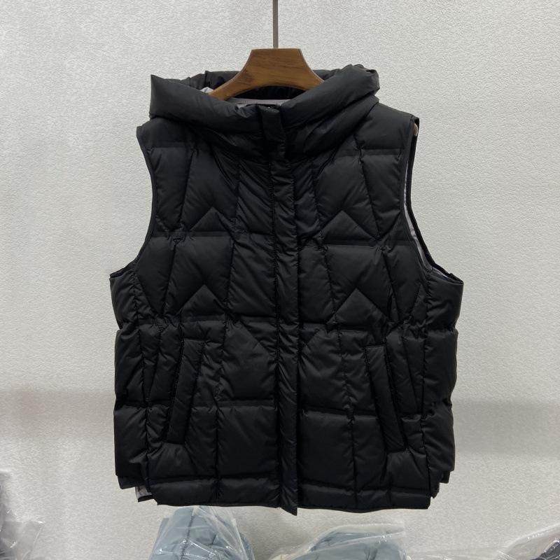 Light and thin pressed rubber hooded down vest women's short autumn and winter new warm vest jacket