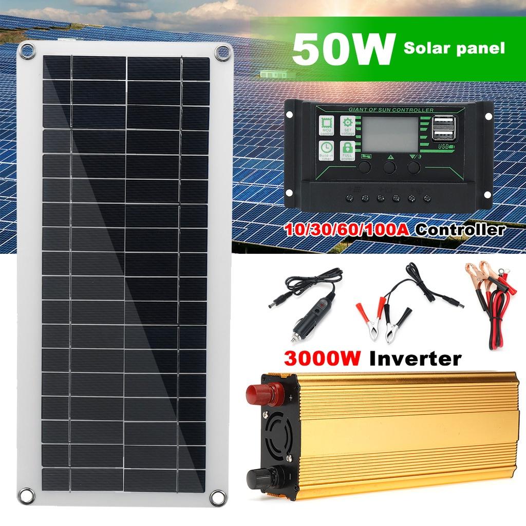 4 in 1 IP65 Waterproof Solar Panel Solar Power Kit with Soybean Inverter Solar Panel with Dragon Charge Controller