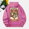 Drinking Cats Washed Hoodie Womens Vintage Printed Cotton Tops Distressed Pocket Oversize Womans Streetwear