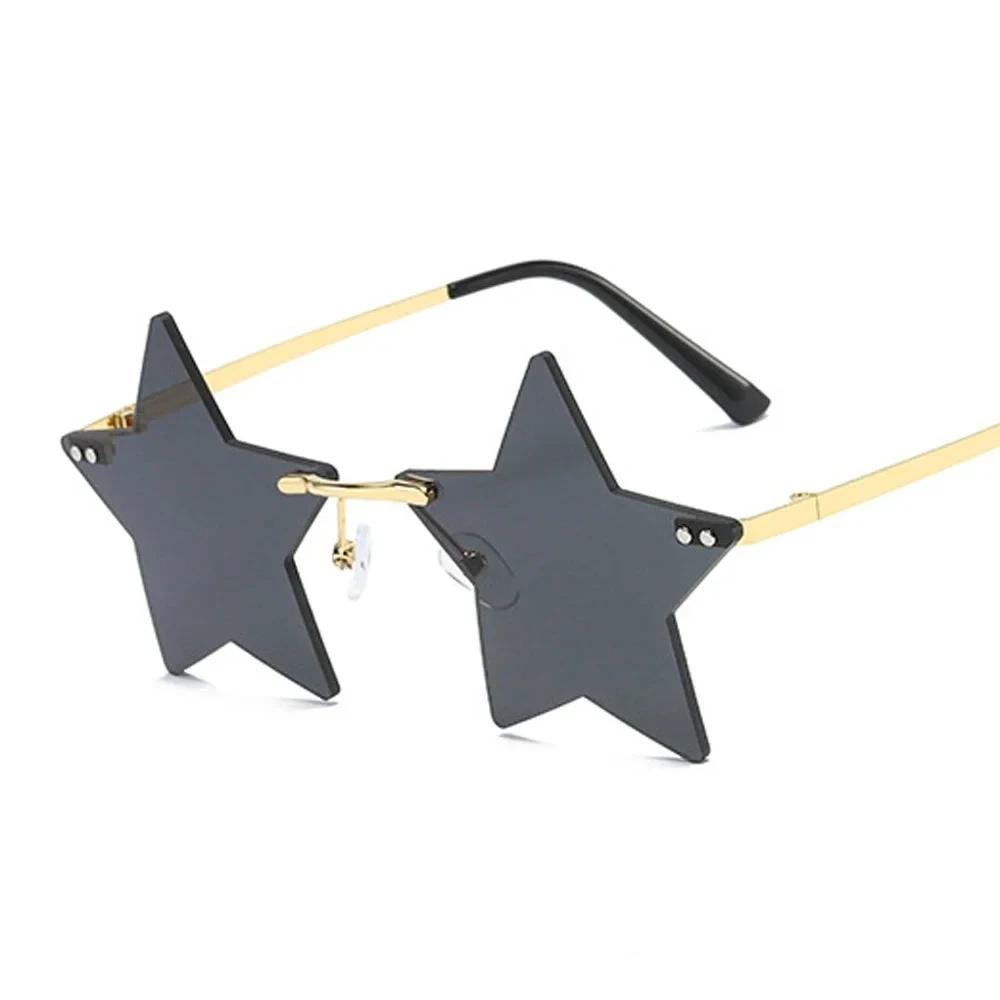 Star Shape Sun Glasses Funny Pentagram Eyewear Christmas Party Decoration Rimless Sunglasses Trendy Accessory
