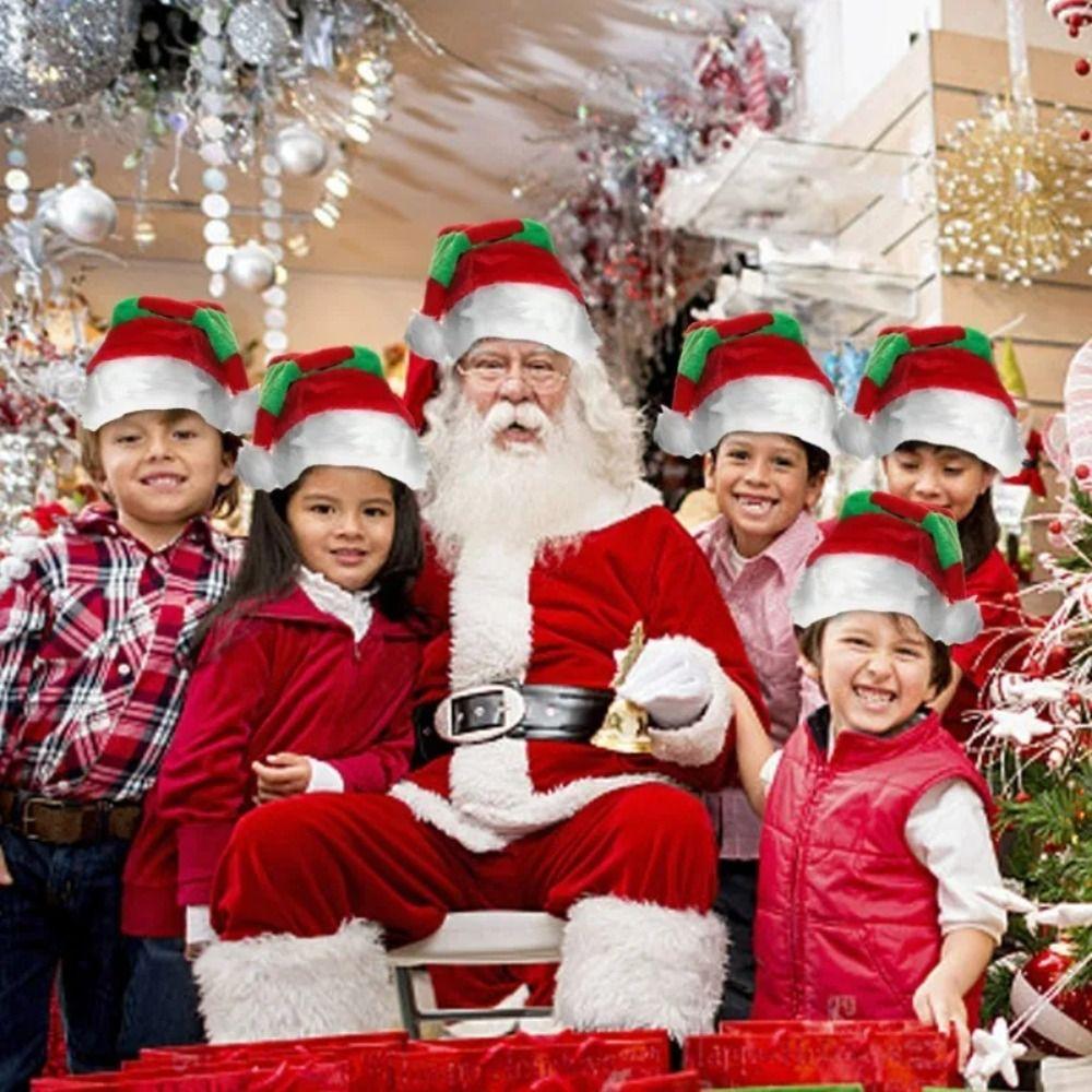 Thicken Santa Hat Plush Warm Winter Cap Striped Splicing Christmas Hat Holiday Costumes Dress Up