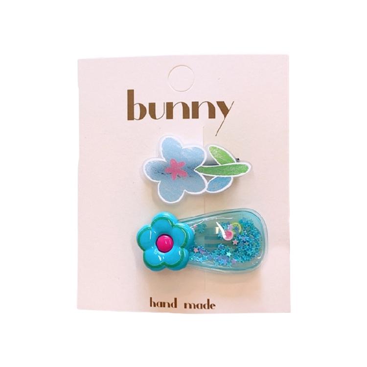 

2PCS Girl Flower Hairpin MultiFunctional Side Clip Gentle On Hair Barrettes with Sparkling Decoration For Children синій