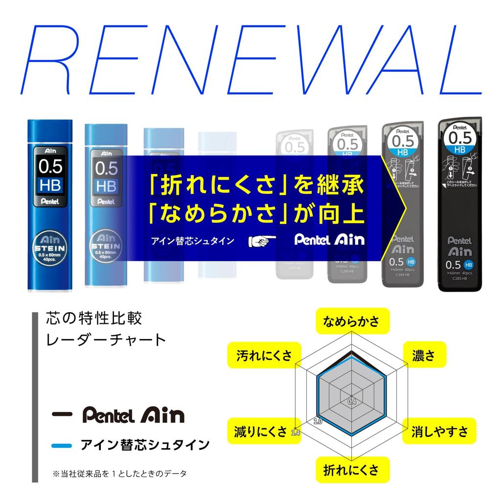Pentel Mechanical Pencil Lead Ein Stein 2B XC2752B-3P 3-Pack