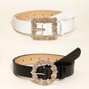 Elegant Women's White Gold Plated Rhinestone Buckle Fashion Dress Belt For Stylish Outfits