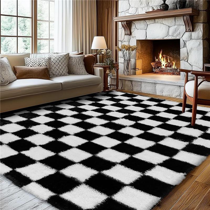 Area Rugs for Bedroom, Upgrade Non-Slip Grey Fluffy Soft Shag Carpet, Indoor Floor Gray Fuzzy Shaggy Living Room Plush Rug for Kids Home Dorm Decor