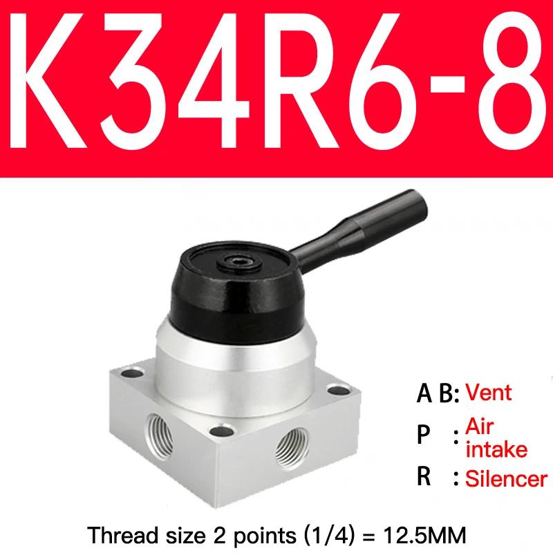 Pneumatic Three-Way Four-Way Hand-Operated Rotary Valve Hv-02/03 Manual Switch K34R6-8 8D 8L Hand-Operated Valve Reversing Val