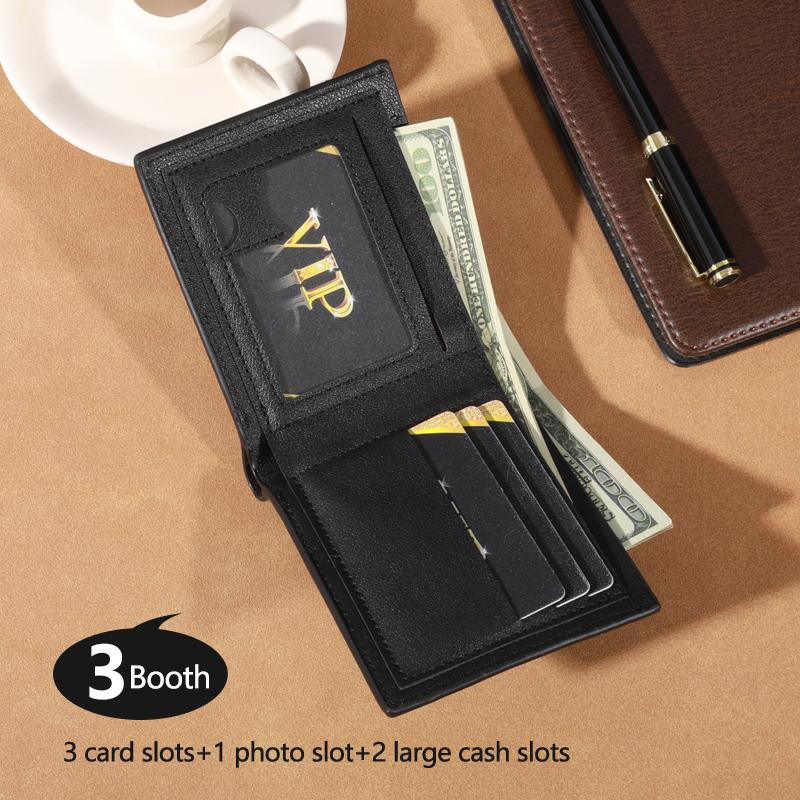 Men's Simple PU Leather Short Bifold Wallet, Minimalist Wallet With Card Slots, Gift For Men