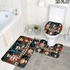Franxx Collage 3Pcs Flannel Toilet Mat Set Bathroom Rug Bath Carpet Non Slip Home Decor Toilet 3 Pcs Bathroom Textile Set