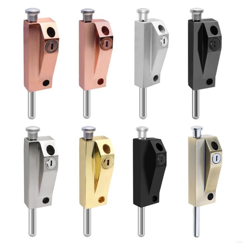 Aluminum Alloy Framed Door Lock Thickened Vertical Barrel Bolt Latches Antitheft Glass Door Lock for Home Commercial