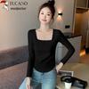 Woodpecker Women's Square Neck Long Sleeve Cotton T-shirt