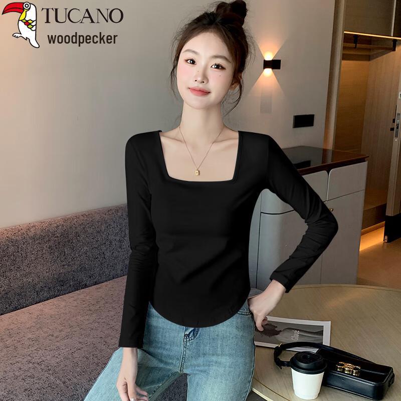 Woodpecker Women s Square Neck Long Sleeve Cotton T-shirt XL