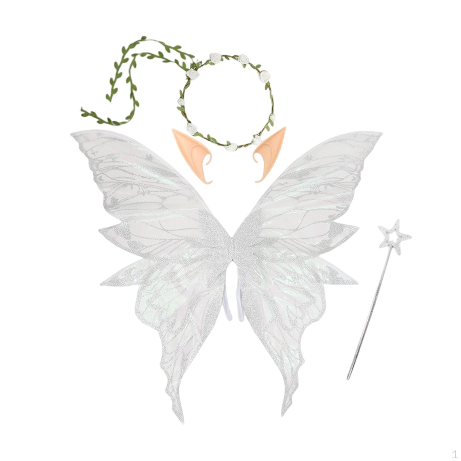 

1 Pair Angel Wing Butterfly Fairy Costume Decorative Dress Up Fabric pp Material Suitable for Adult Silver