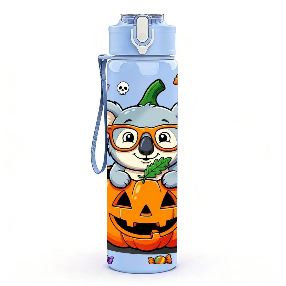 1PC Koala Pumpkin Halloween Combine 750ml Color Plastic Sports Water Bottle Leakproof Flip Straw Lid Suitable for Sports Office Home Use