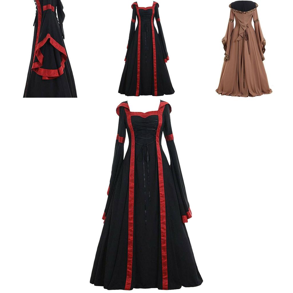 Gotycka Vintage Średniowieczna Sukienka Damska Na Renesansowy Cosplay Halloweenową Imprezę Kostiumową
