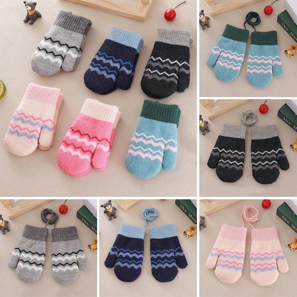 Warm Kids Winter Gloves Windproof Knitted Gloves Cute Children Mittens for 0-3 Years Old Toddler