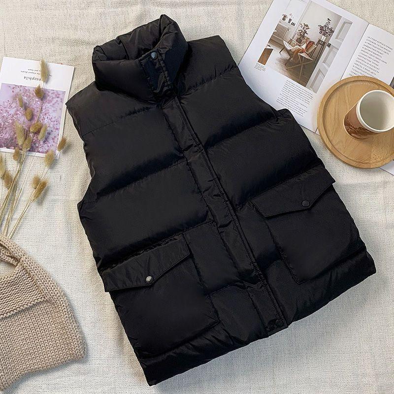 2023 Women's Winter Bread Style Short Down Cotton Padded Vest - Sleeveless, Casual Korean Fashion