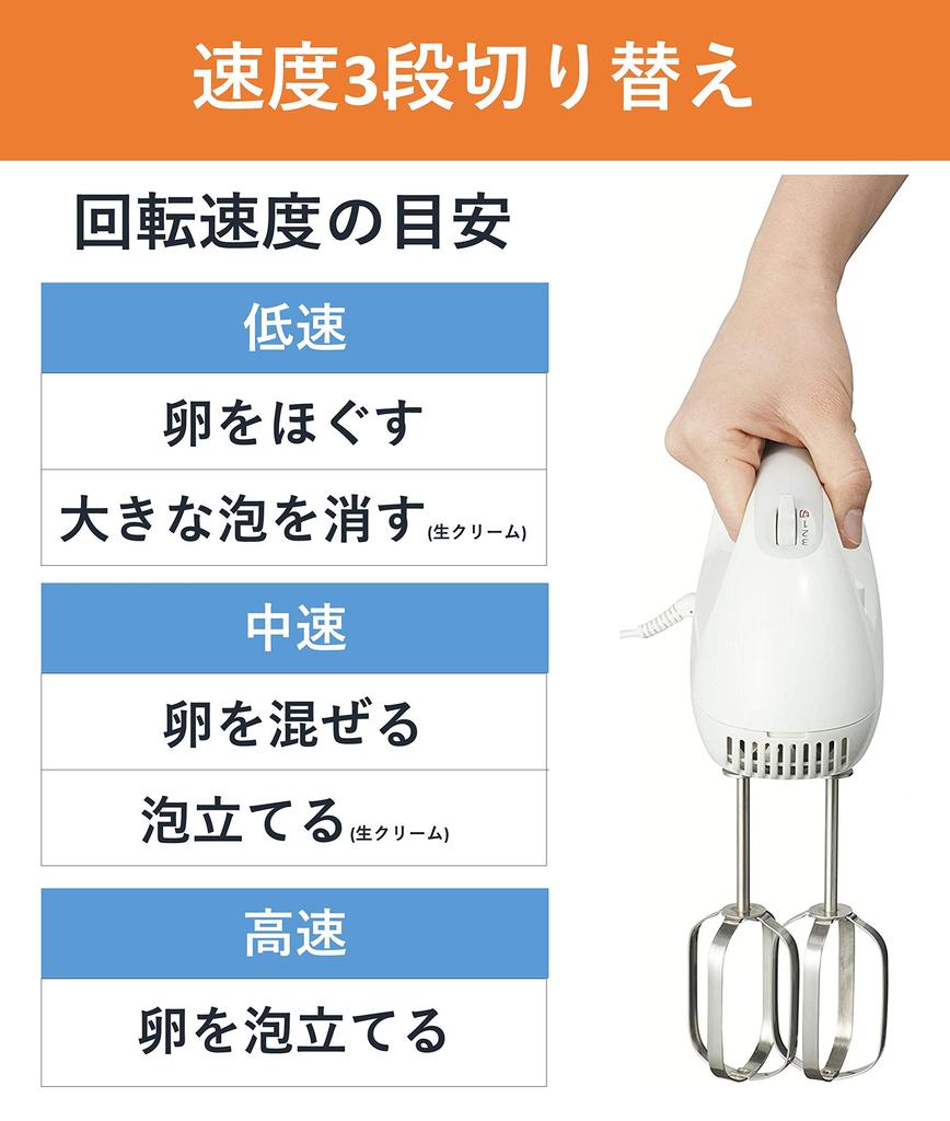 Panasonic Hand Mixer Whisk 3 Speed Switching Function White MK-H4-W